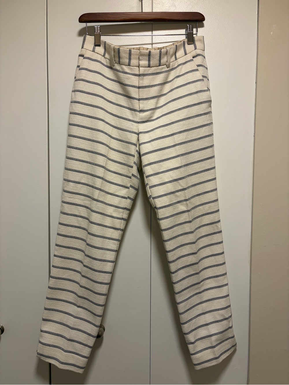 Noa Noa Striped Cream and Navy Women’s Capri Pants